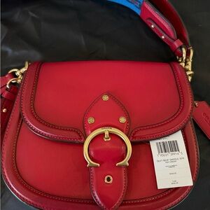COACH Beat Saddle Bag Candy Apple Red Glovetanned Leather